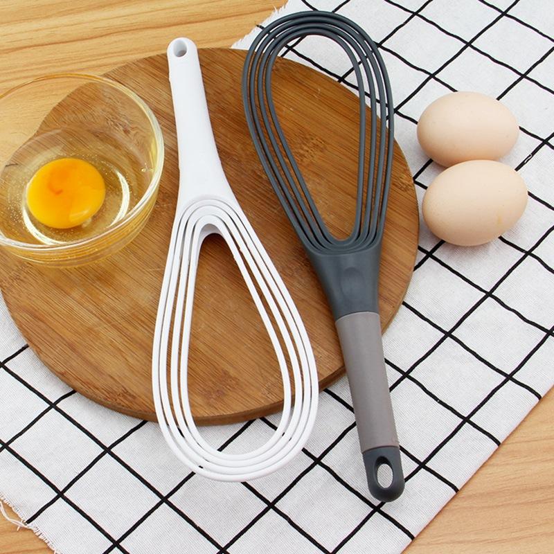 Plastic Dual Use Rotary Egg Beater Foldable Manual Whisk 2 in 1 Multifunctional Kitchen Tool for Beating Eggs and Kneading Dough