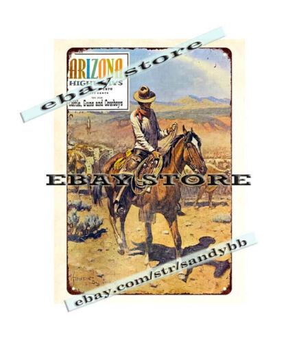 

Arizona highways cattle guns horse cowboys metal tin sign wall home tavernAluminum 20x30cm（7.8x11.8inch）