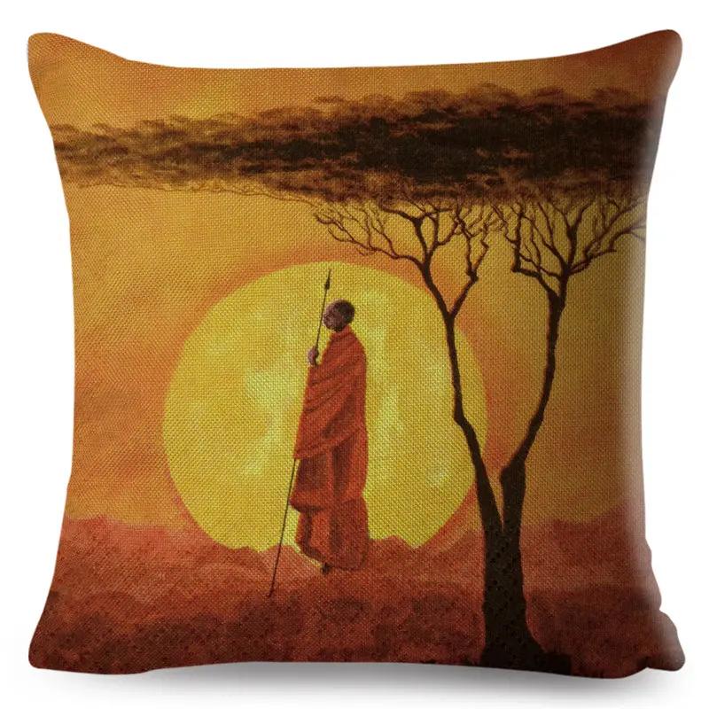 Abstract Painting Cotton Linen Decorative Cushion Cover Africa Life African Woman Home Decor Pillow Case Exotic Pillowcase