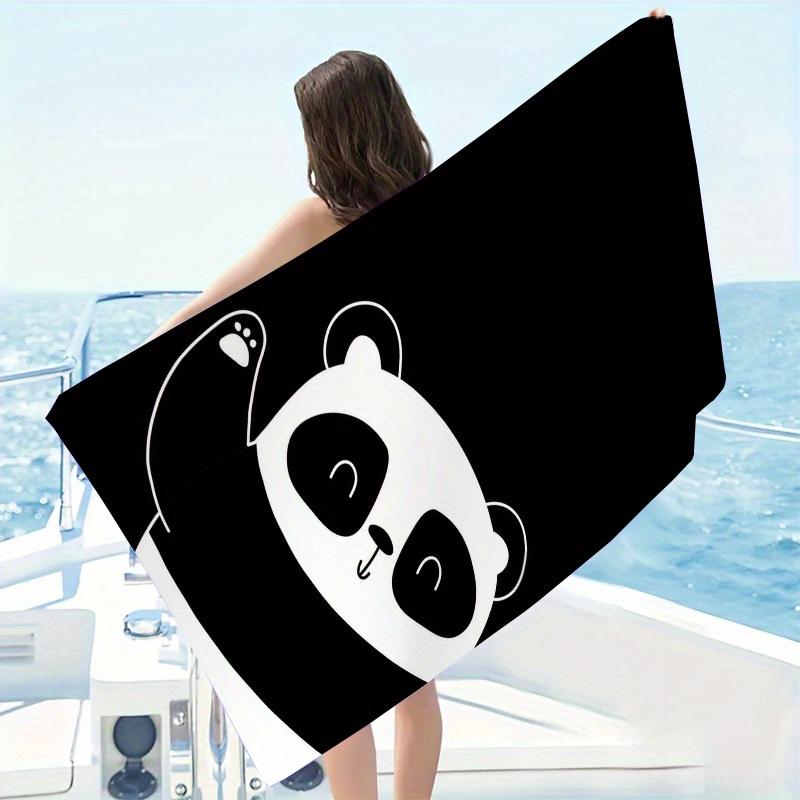 Cute Panda Wave Beach Towel Single Sided 2DPrint Soft Absorbent Quick Dry Beach Towel Pool Beach Vacation Playful Accessory Gift