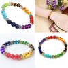 Stunning 7 Chakras Handmade Rainbow Bead Bracelet With Round Charms For Wellness