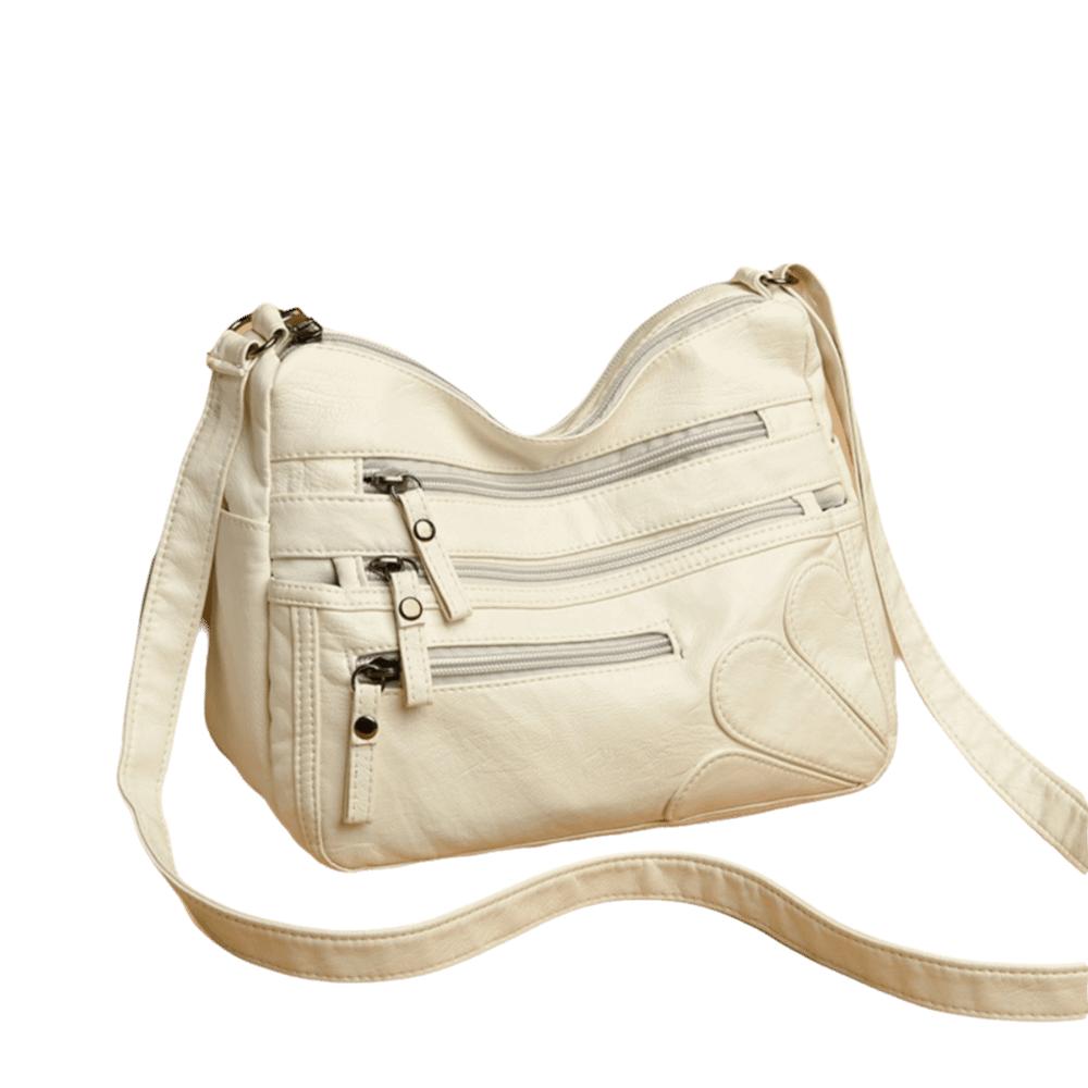 Fashion Leather Crossbody Bag Soft Large Capacity Shoulder Bag Multi-layer Tote Bag Middle-Aged Women