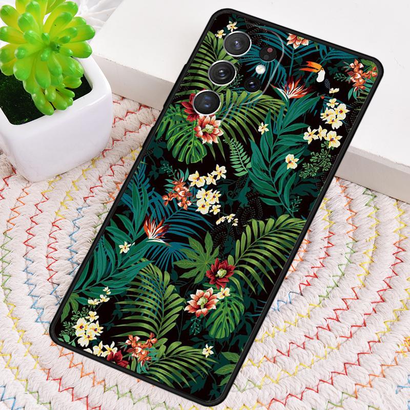 Palm Tree Leaves Plant Flower Silicone Phone Case For Samsung Galaxy Note 10 Pro S26 S25 S24 S23 S22 S21 Plus Ultra Capa Cover