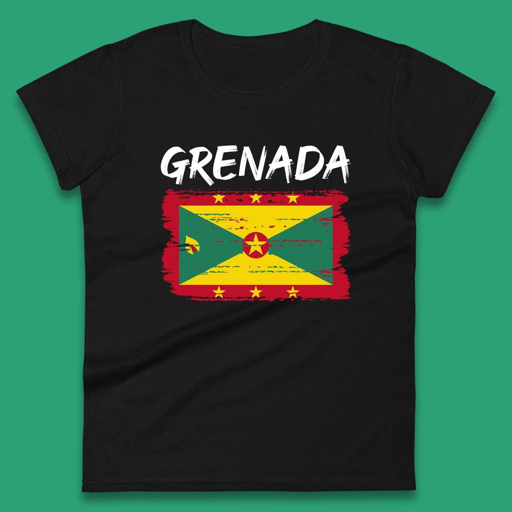 Grenada Vlag Verweerd Grenadische Erfgoed Land In Het Caribisch Gebied Dames T-shirt Heren Tops Unisex Top