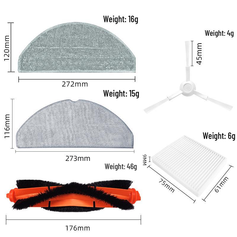Compatible Accessories: Main Side Brush & HEPA for Xiaomi Mijia 3C Enhanced, E10, E12, B112 Robots