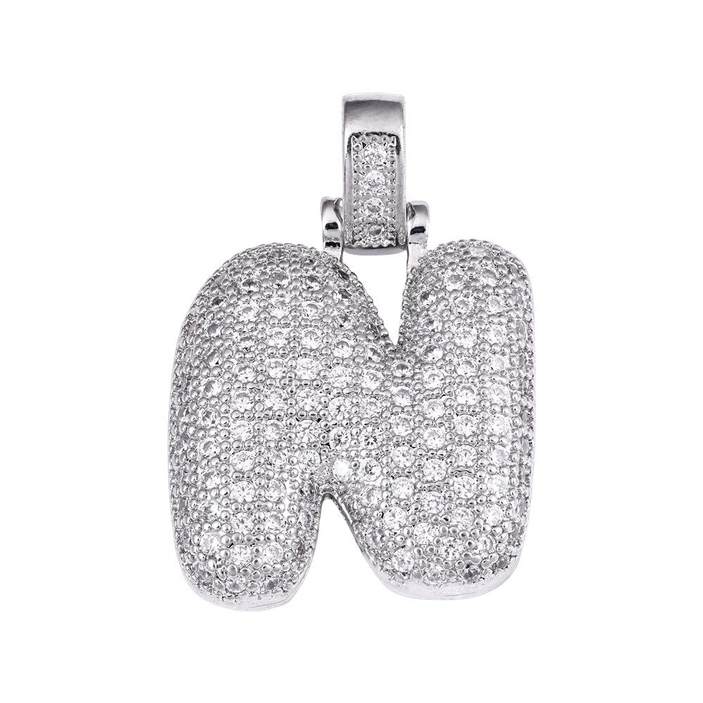 Cross Hip Hop Copper Zircon 26-Letter Pendant Necklace