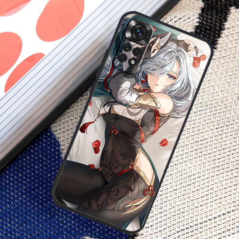 Genshin Anime Shenhe Case For Xiaomi Redmi Note 10 11 Pro 8 9 12 Pro 11S 10S 9S Redmi 9 10 12C 9C 10C Back Cover