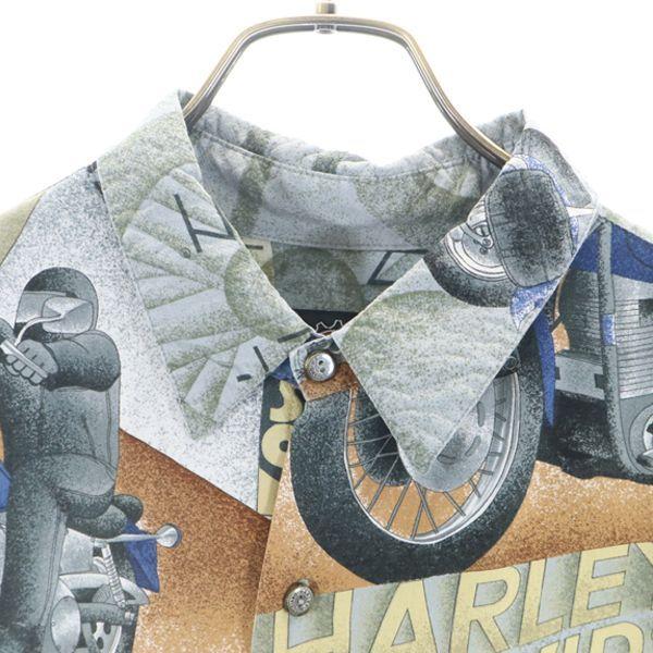 HARLEY DAVIDSON Made in USA Bike Pattern All-over pattern Short sleeve shirt Men's Used
