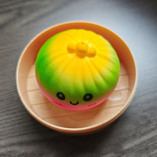 Gradient Cartoon Steamed Bun Toy Slow Rebound Stretchy Simulated Dumpling Squeeze Toy Portable Smiling Bun Hand Exercise Relaxation