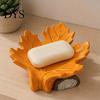 Resin Soap Holder for Bathroom Creative Simulated Maple Leaf Dish, Quick Drainage Laundry Decorative Tray Vanity Soap, Stylish Kitchen Counter Modern