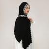Pearls Embroidery Cotton Jersey Muslim Hijab Long Scarf Women Head Wraps Shawl Turban Eid Soild Headband Malaysia Tudung 170*60C