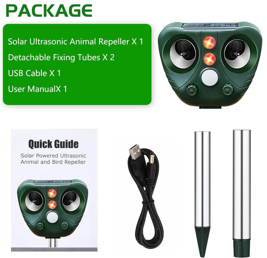 Solar Ultrasonic Animal Repellent: Effective for Rats, Cats, Dogs, Birds