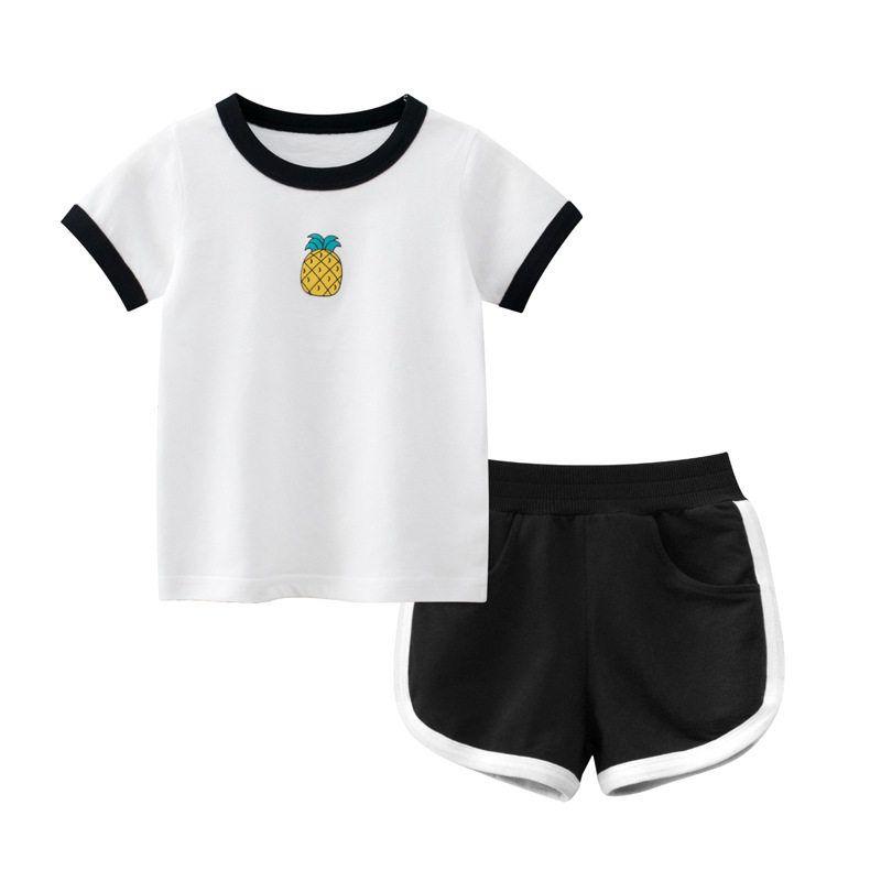 Korean Style Summer New Cotton T-shirt Shorts Ins Children s Clothing Black 110
