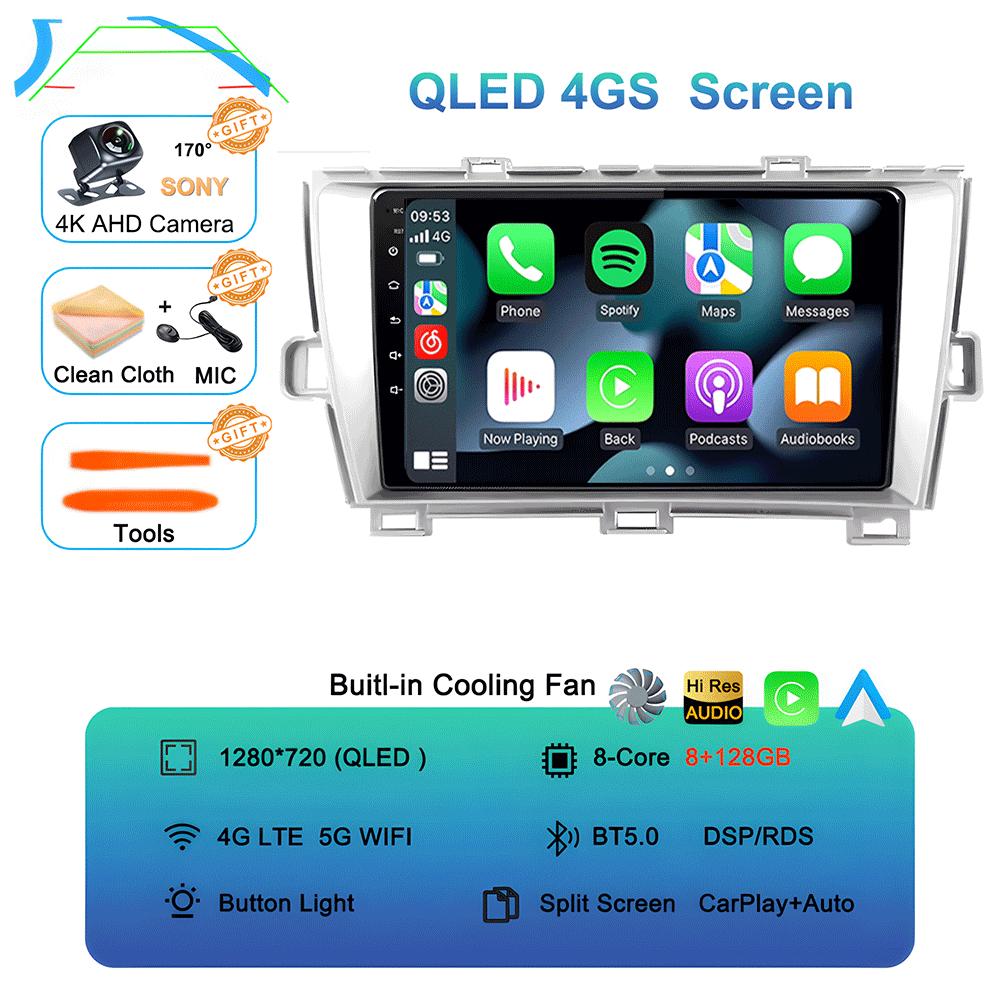 Android 14 For Toyota Prius XW30 30 2009-2015 GPS Stereo Auto Head Unit QLED Navigation NO 2DIN Car Radio Multimedia Player DVD