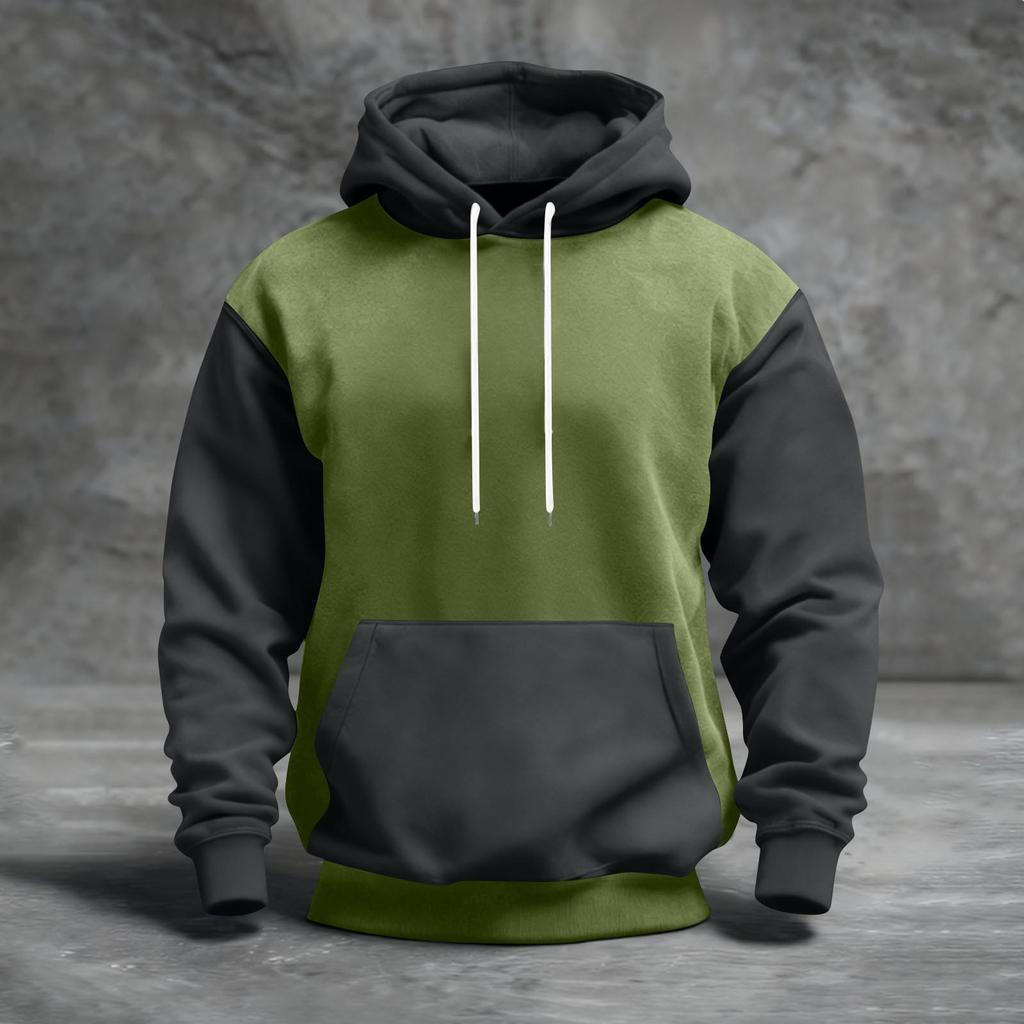 Men's Color Blocked Hooded Sweatshirt With Pockets Casual And Comfortable