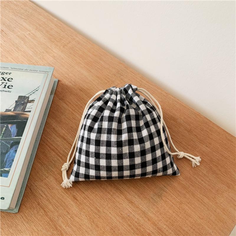 Small Fresh and Simple Large Square Cotton and Linen Drawstring Bundle Mouth Bag Storage Candy Tea Bag