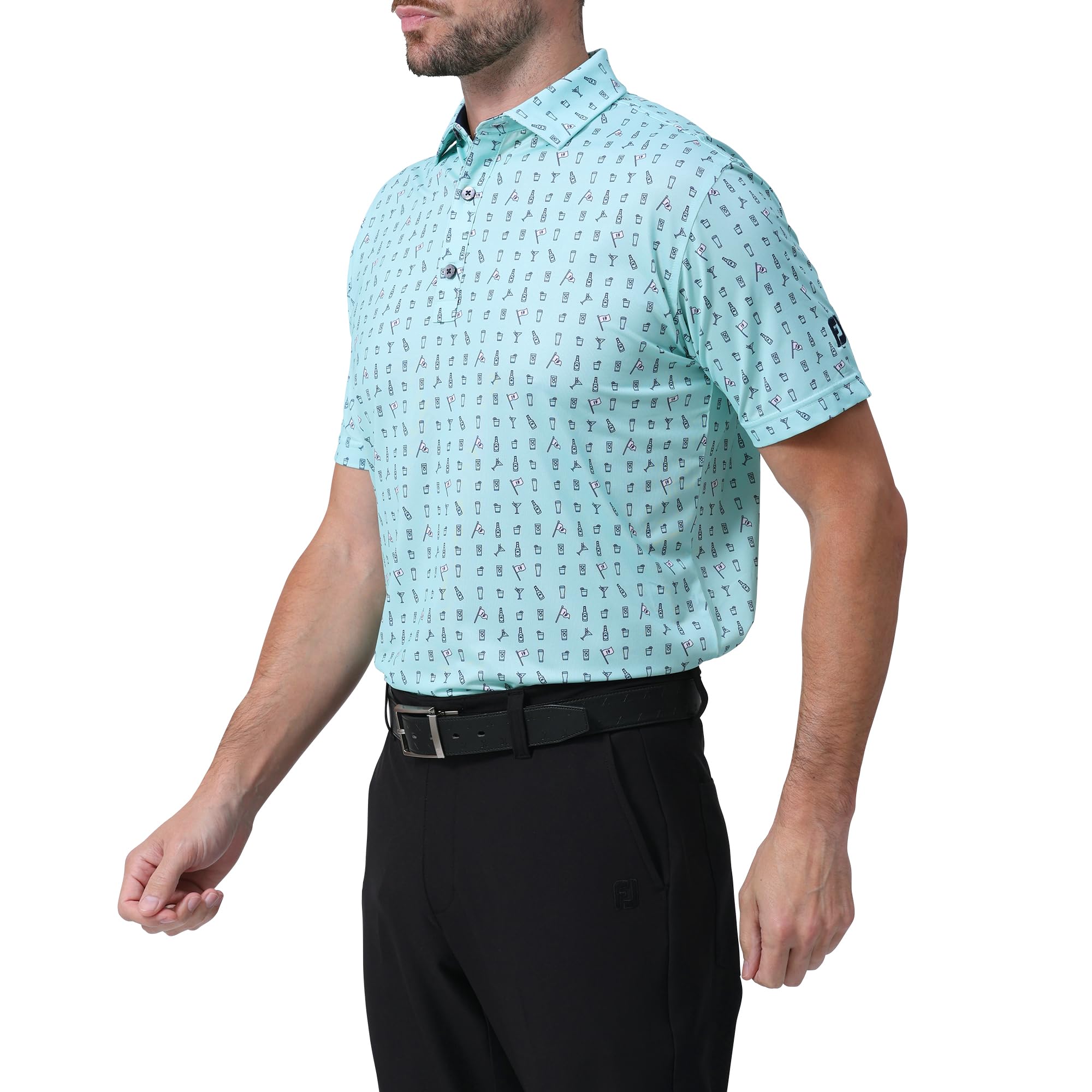 

FootJoy Men s XL Seagrass 19-Hole Print Short Sleeve Shirt, Size FJ-S24-S21 (81770-XL)