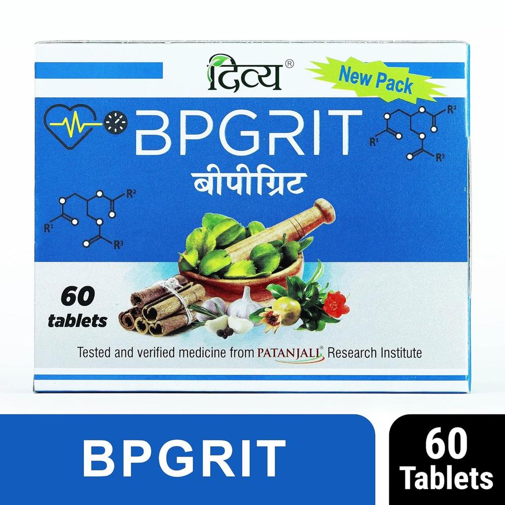Patanjali Divya Bpgrit Ayurvedic Heart Support Tablets 60 N Pack of 1 for Energy and Vitality