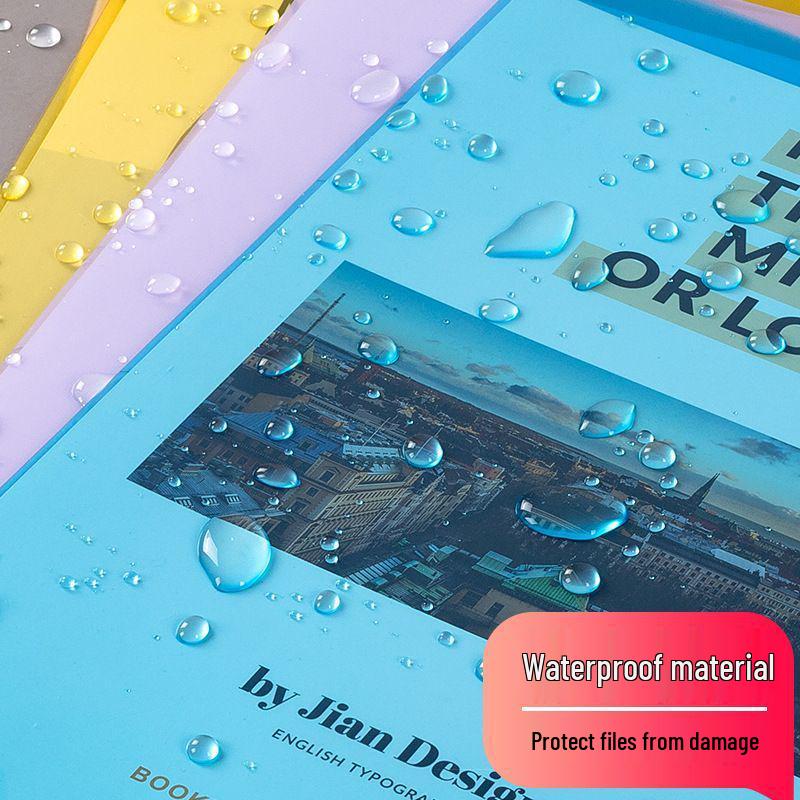 Transparent Colored A4L Thickened Two-Page Folder for Student Test Papers