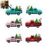 Holiday Truck Statue Christmas Pickup Figurine, Vintage Car with Santa Claus, Ornament Tree, Snowman, Miniature Alloy Vehicle for Party Style Decor