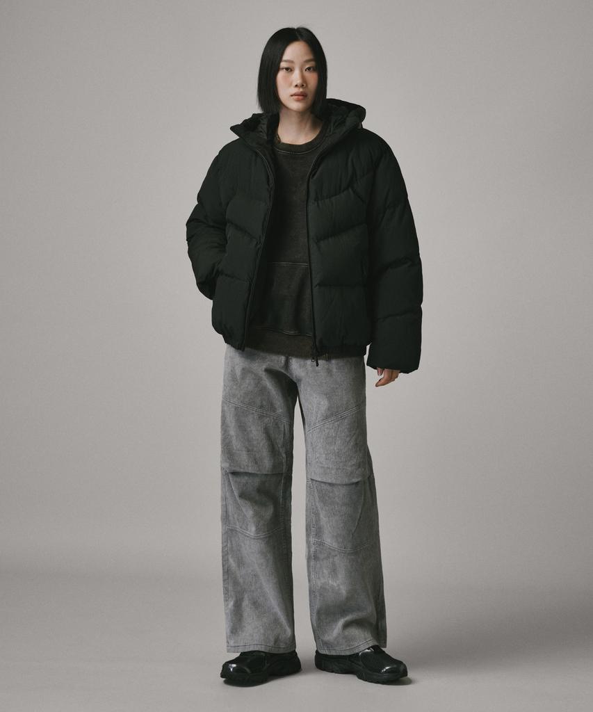 Verdnt Cut-Block Quilted Hooded Padded Jumper [Black]