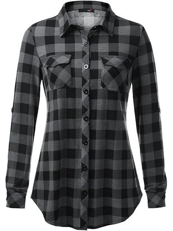 Top Rimodellante a Maniche Lunghe a Quadri Retrò da Donna Autunno/Inverno 2026