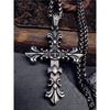 Retro Gothic Cross Necklace Men's Fashion Punk Titanium Steel Stylish Fashion Double-Sided Hip Hop Pendant Men's Sweater Chain