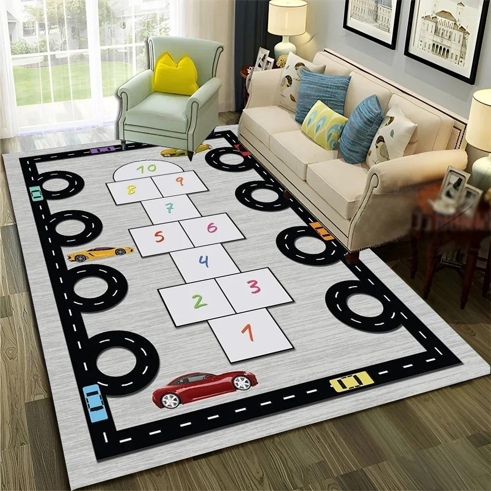 Hopscotch Child Digital Games Boy Girls Carpet Rug for Home Living Room Bedroom Sofa Doormat Decor,Non-slip Floor Mat