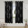 1Pc High Precision Silver Embossed Wave Pattern Blackout Curtain, Window Curtains For Living Room Bedroom Kitchen Home Decor
