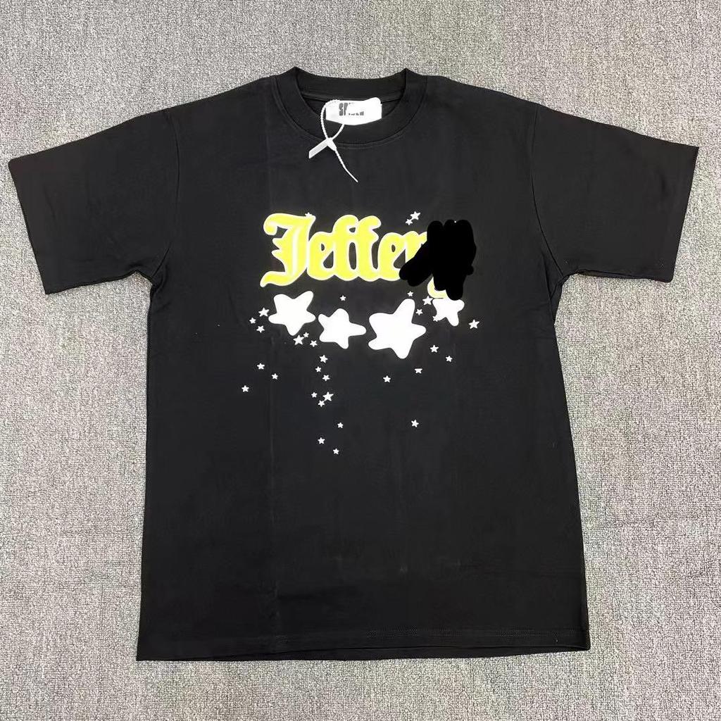 T-shirt Unisex con Stampa di Lettere in Schiuma Hip Hop Euro-Americano: Scollo Rotondo, Manica Corta, Design alla Moda
