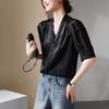 National Style New Chinese Jacquard Button Down Mulberry Silk Shirt for Women's 2026 Summer Temperament Versatile V-neck Small Shirt Top