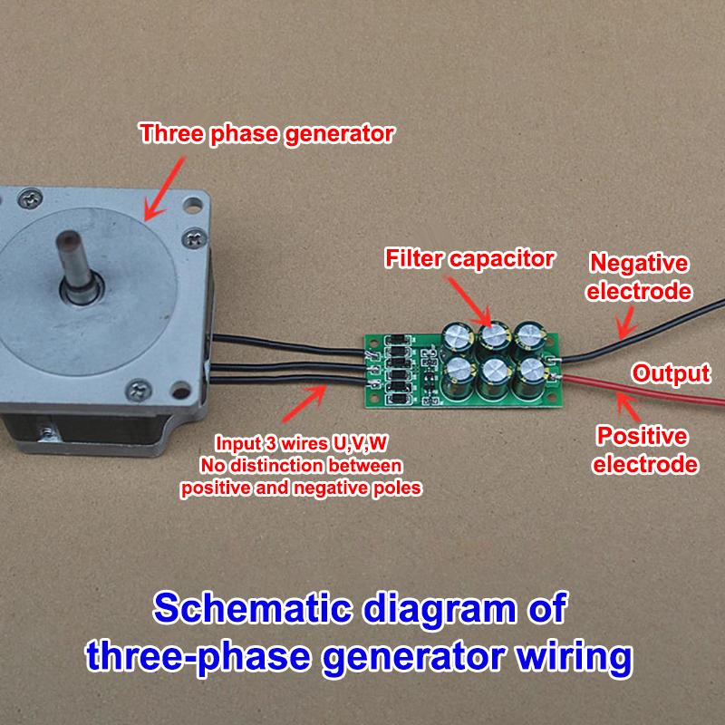 24V 3A Three-Phase Rectifier Bridge Small Generator Rectifier Board Brushless Brush Dc Generator Filter Board Module