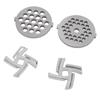 Stainless Steel Meat Grinder Plate Discs Grinding Blades for Food Grinder Attachment 2 Sharp Blades 2 Cutting Plates