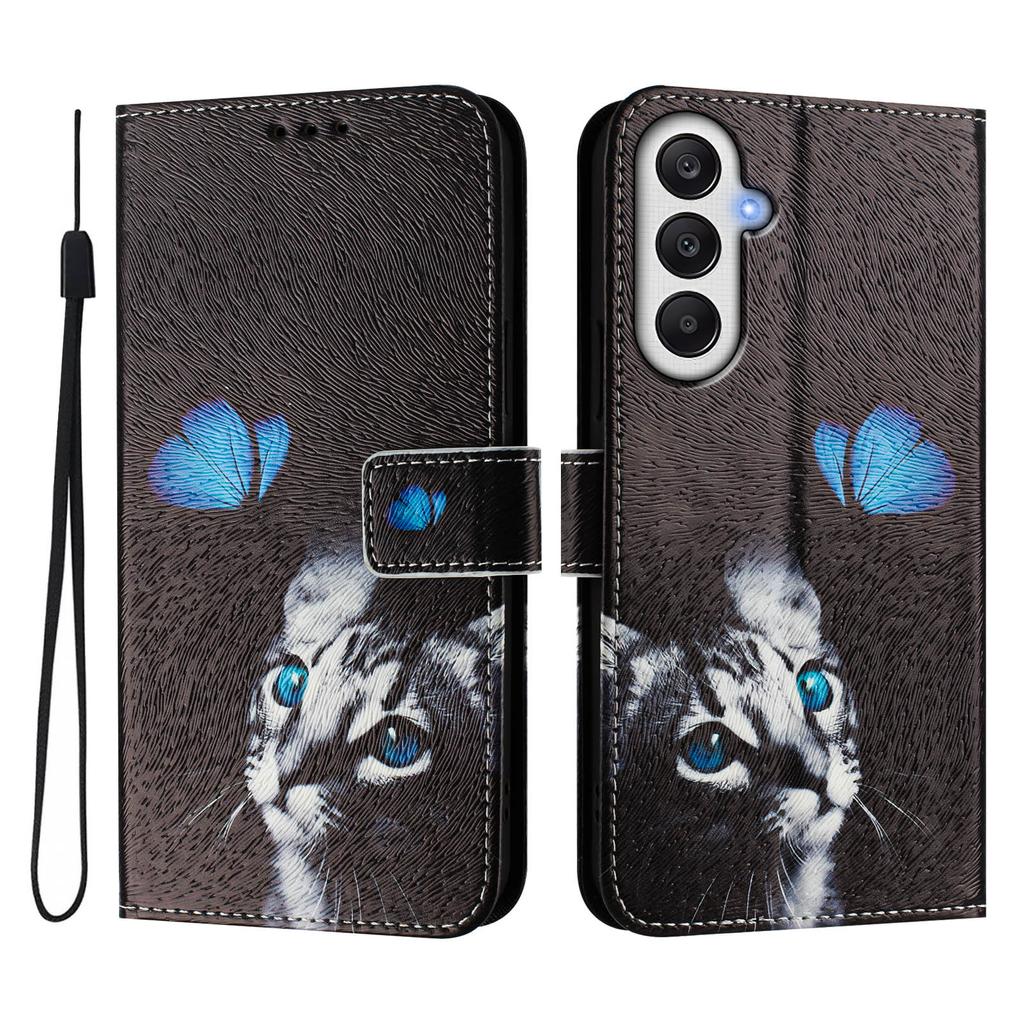 For Samsung Galaxy S24 FE Leather Case Pattern Printing Wallet Phone Cover with Strap