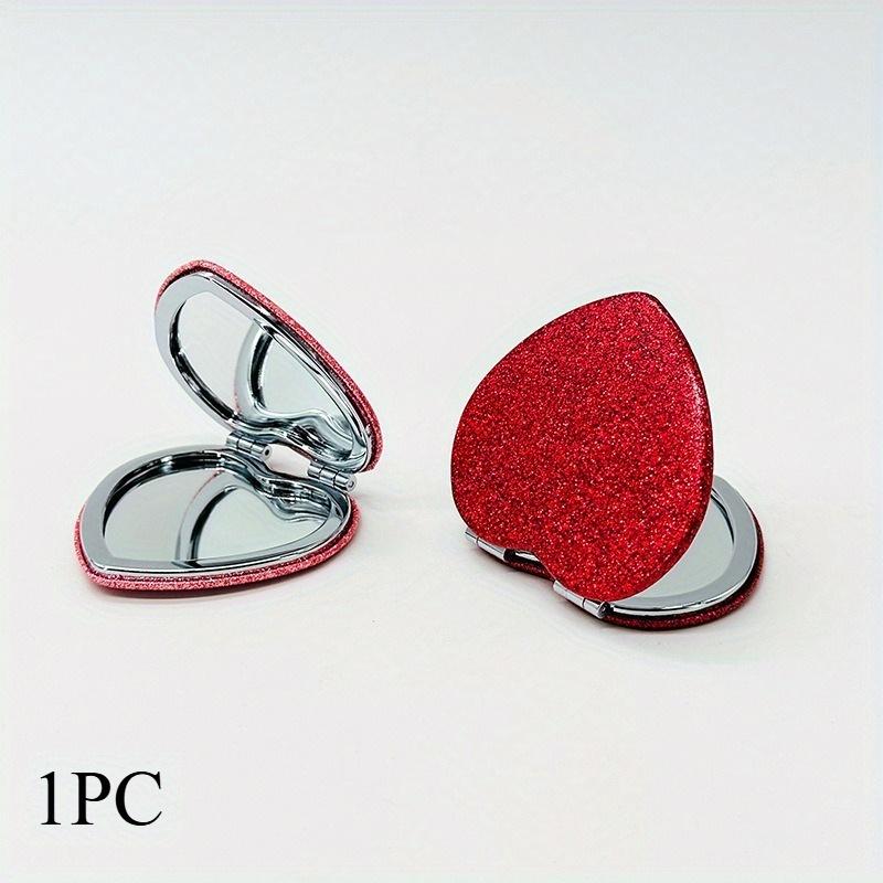1PC Heart Shape Loose Powder Double Sided Makeup Mirror Portable for Birthday Wedding