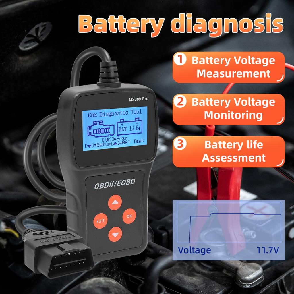 OBD2 Scanner Car Battery Testing Tool Battery Analyzer Auto Scan Diagnostic Tool Multilingual OBD2 Functions Scanner