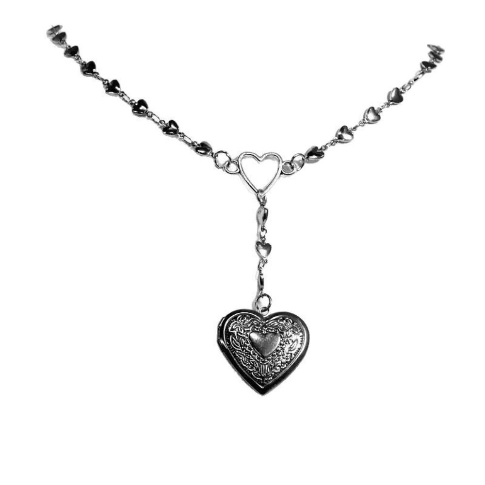 Y2K Message Locket Necklace Jewelry Accessories Photo Picture Necklace New Heart Necklace