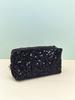 Velvet Sequin Makeup Bag With Large Capacity For Travel And Daily Use