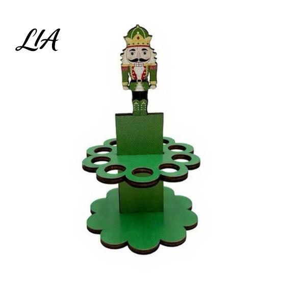 Wooden Money Gift Display Christmas Holder Ornaments with 10 Holes, Snowman Santa Claus Tree Cute Holiday Character Decor Cash Holder, Rack