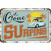 Vintage Surfing Metal Wall Art Beach Surfboard Coastal Home Decor Rustic Iron Painting