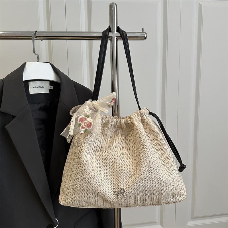 Xia Shangxin Straw Beach Fresh 2025 Popular New Trendy Fashion Simple Large Capacity Portable Shoulder Tote Bag