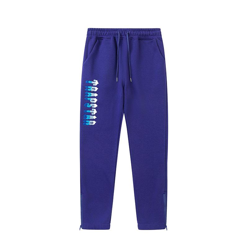 Foreign trade new rainbow color matching letter embroidery velvet loose hooded sweater casual trousers set men and women the same style