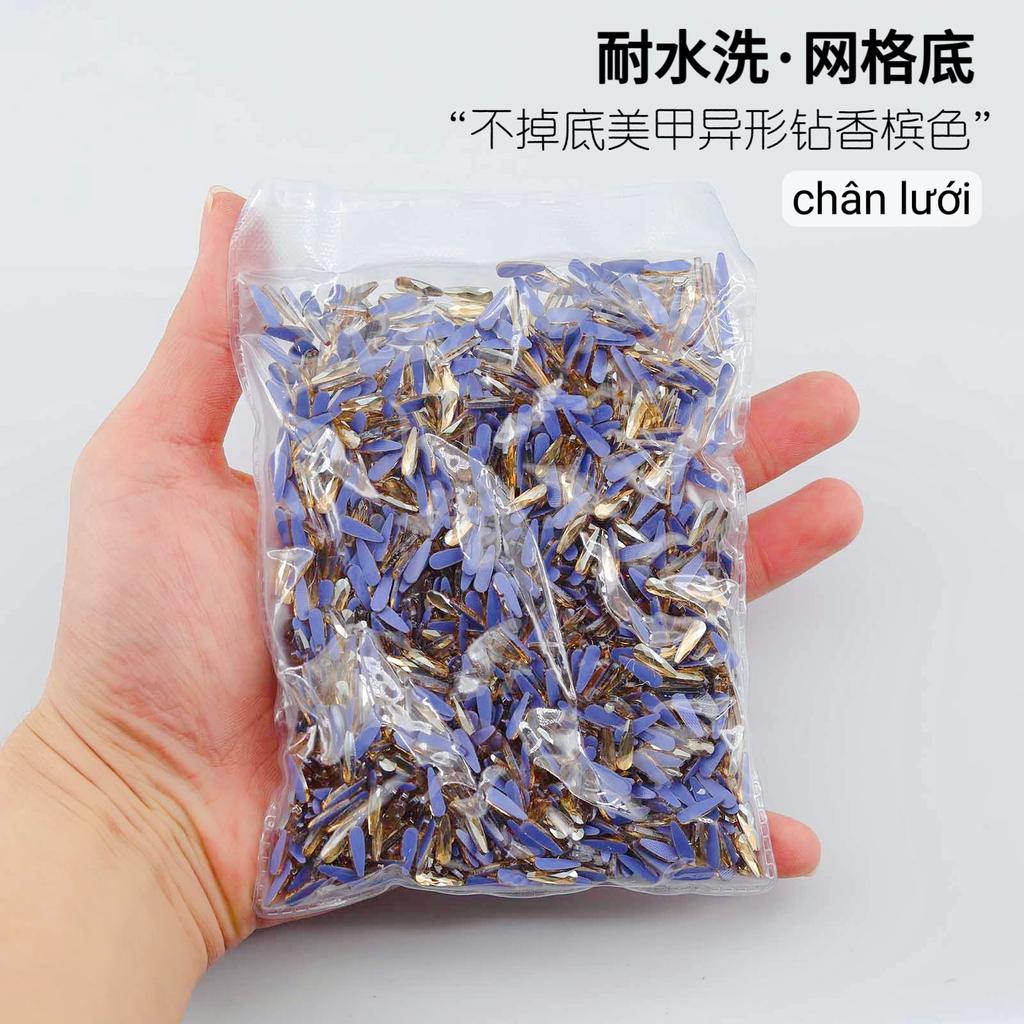 Mesh Bottom Nail Art Diamond, Champagne Special-Shaped Diamond, Small Size, No Bottom Nail Drill, Washable Flat Bottom Special-Shaped Whole Batch