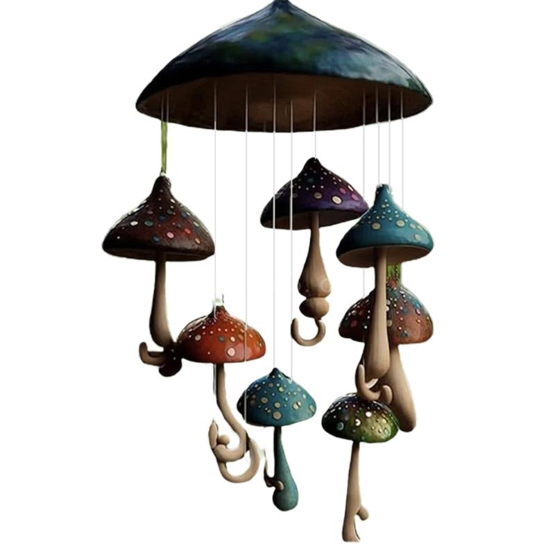 Mushroom Campanula Handmade Art Resin Mushroom Wind Chime Colorful Mushrooms For Outdoor Indoor Decor Patio Balcony