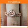Zircon Oval Charm Crystal Bride Ring Rose Gold Plated Rhinestone Wedding Ring