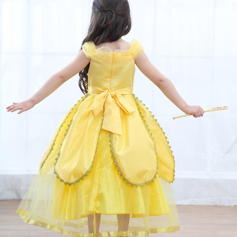 Enchanting Girls Belle Cosplay Princess Dress Yellow Ball Gown For Fancy Parties