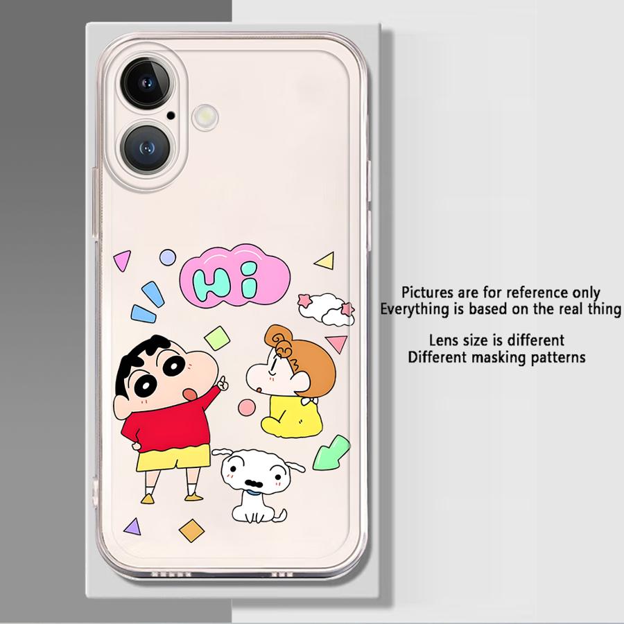 Cartoon Himawari Shin Case for iPhone 17 Pro Max 12 Mini 7 8 11 15 16 13 Pro XR XS Max Air 14 Plus Soft Phone Cover