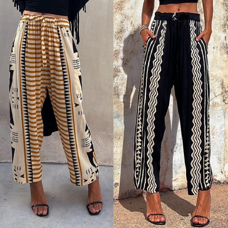 Summer Street Hipster Women Clothes Print Harem Pants Mid-Waist Casual Pants Mid Waist Casual Pants