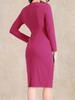 Allegra K Sheath Dress, Bodycon Dress, 3/4 Sleeves, Peplum, Round Neck, Perfect for Commuting, Office, Women's, Hot Pink, Size L