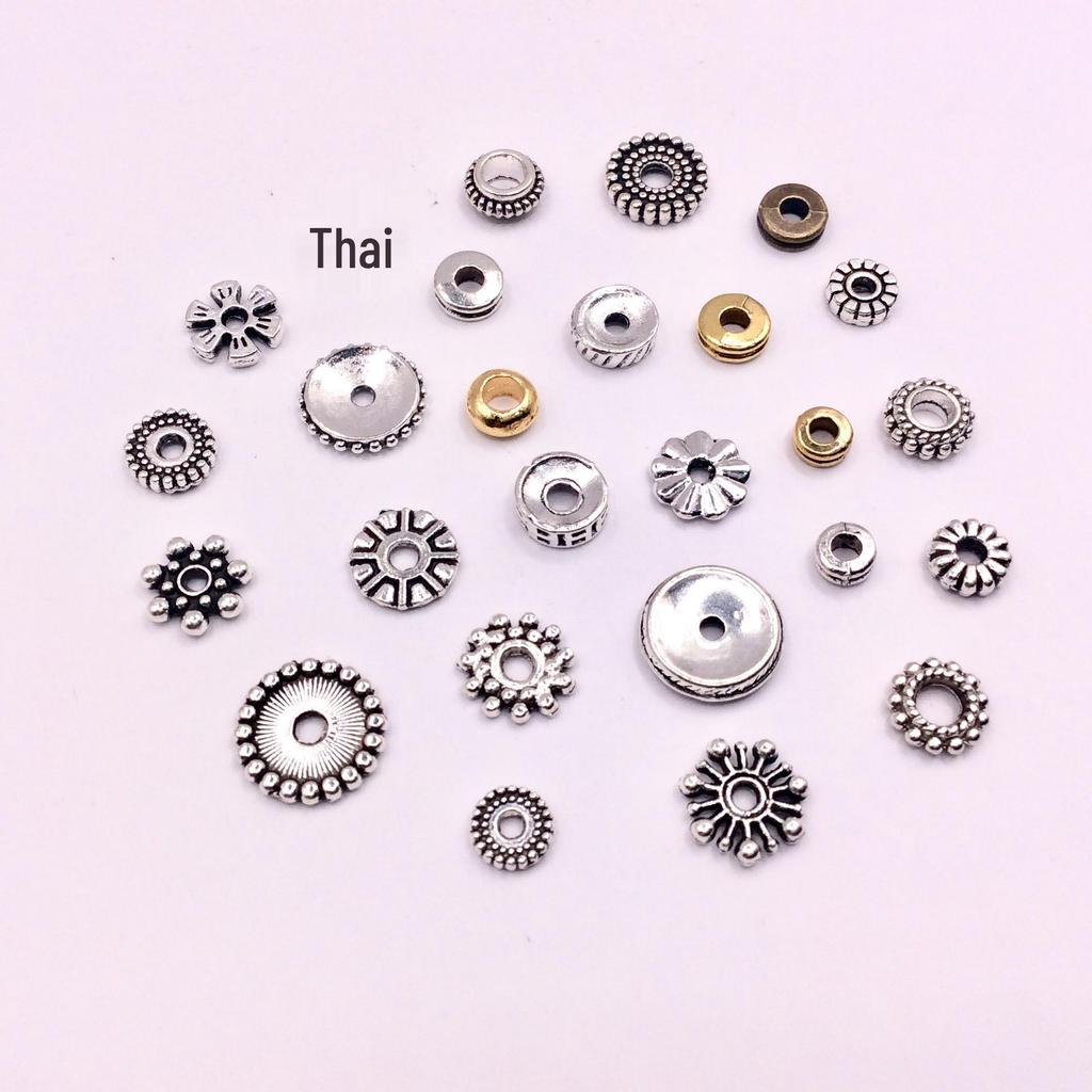 Tibetan Silver Flower Spacer Beads - 100pcs DIY Jewelry Accessories for Bracelets & Necklaces